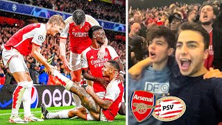 CRAZY ATMOSPHERE as CHAMPIONS LEAGUE RETURNS TO ARSENAL vs PSV Eindhoven!