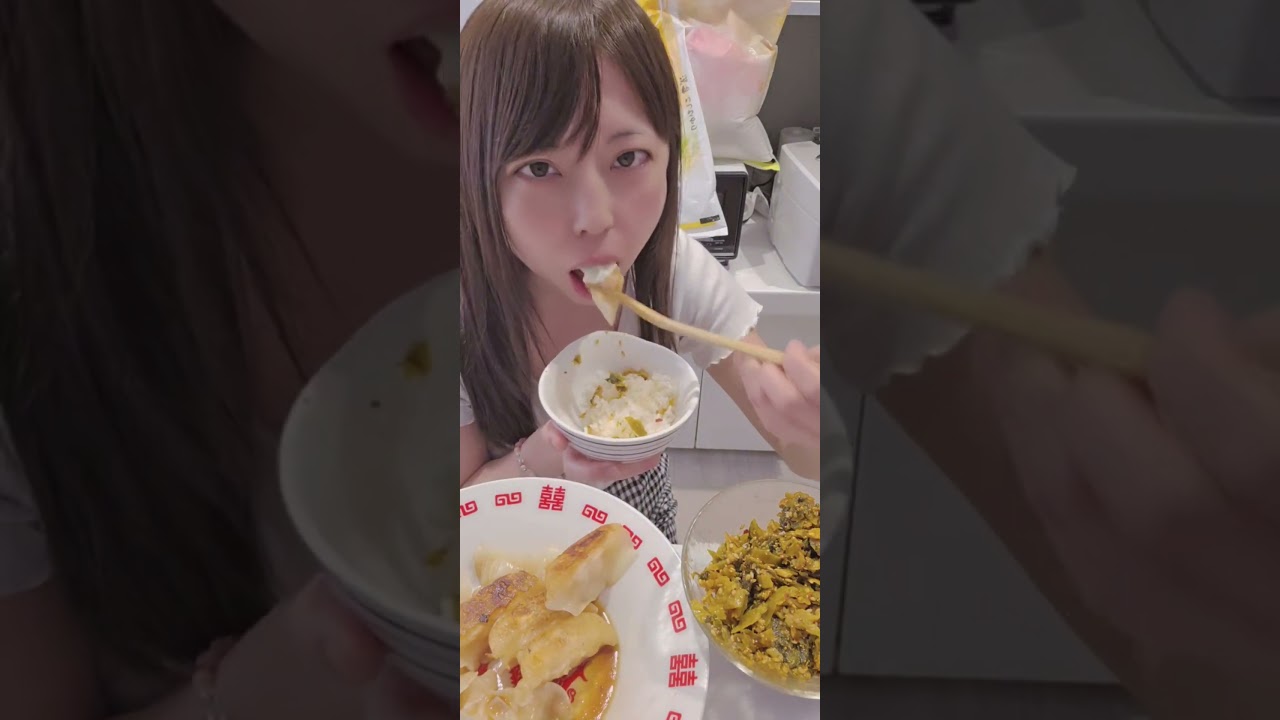 海老餃子と明太子高菜おいしすぎた48歳