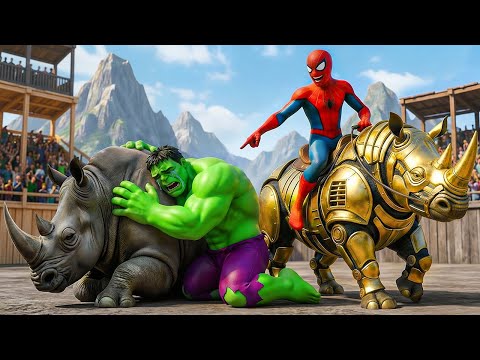 🦏🕷️ SPIDERMAN Wins The Magic Legendary Rhino Racing Championship – Epic Racing Challenge