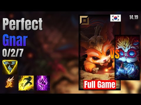 Perfect Top Gnar vs Heimerdinger lol KR solo rank Full Game 14.19