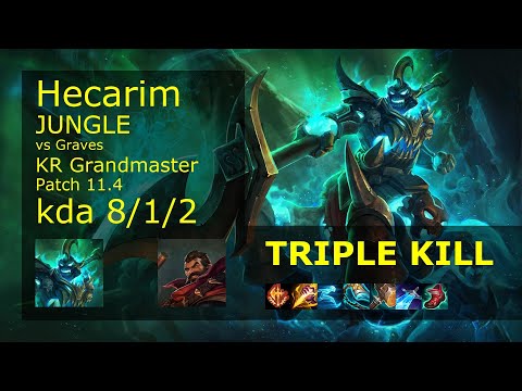 Hecarim Jungle vs Graves - KR Grandmaster 8/1/2 Patch 11.4 Gameplay // [롤] 헤카림 vs 그레이브즈 정글