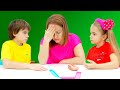 Mommy And Anabella Help Bogdan Be Organized For School