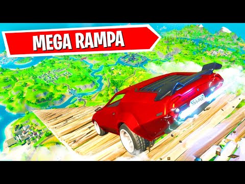 DESCI DE CARRO DA MAIOR MEGA RAMPA DO FORTNITE!