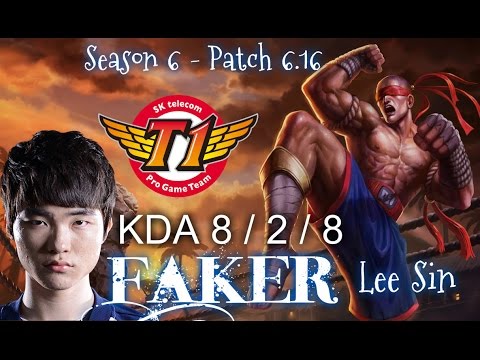 SKT T1 Faker LEE SIN vs ELISE JUNGLE - Patch 6.16 KR Ranked | League of Legends