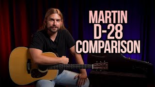 Video thumbnail for Martin D-28 Comparison | Standard D-28 vs. HD-28 vs. D-28 Modern Deluxe by Alamo Music Center