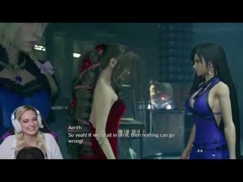 Briana White voice actress of Aerith reacting to Aerith meeting Tifa - Final Fantasy VII Remake