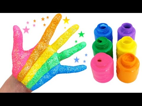 指家族の童謡を持つ子供のための色を学ぶ体のキラキラ絵画 (Body Glitter Painting Learning Colors for Children with Finger Family Nursery Rhymes)