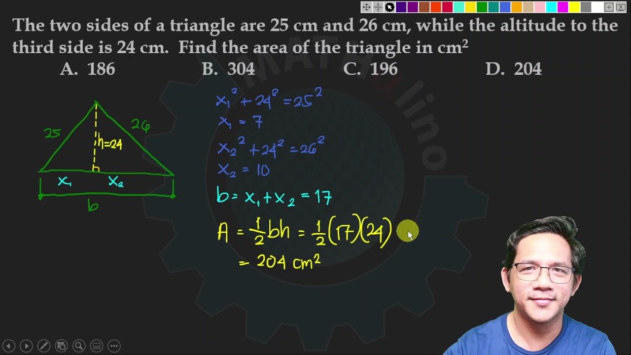 Civil Engineering Math Refresher Final Preboard: Area of Triangle