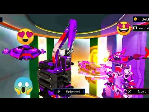 Grand Excavator Robot Car Transform Game 2021 ।। New Dozer Robot Car Crane UFO Game
