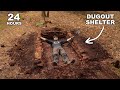 24 HOURS Sleeping In A Dugout Pit Shelter