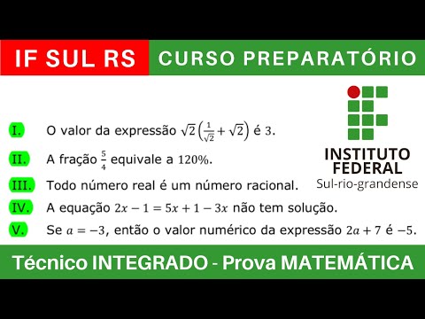 IFSUL RIO GRANDENSE 🔴 Curso Preparatório 2025/2026 de MATEMÁTICA Técnico Integrado ao Ensino Médio