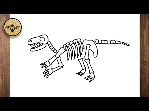 How to draw a dinosaur fossil easy step by step