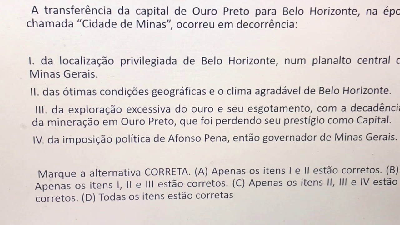 Questões Comentadas História de Belo Horizonte e Noções de Geografia Urbana