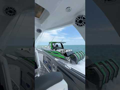 Up close and personal with this Deep Impact 399 sport powered by quad Mercury 500Rs 🚀