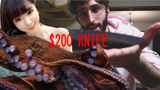 Raw Octopus Head Sashimi! $200 Japanese Knife Test!