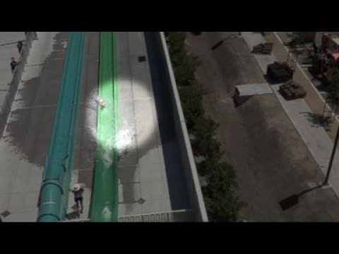 10-year-old boy tumbles off water slide onto concrete