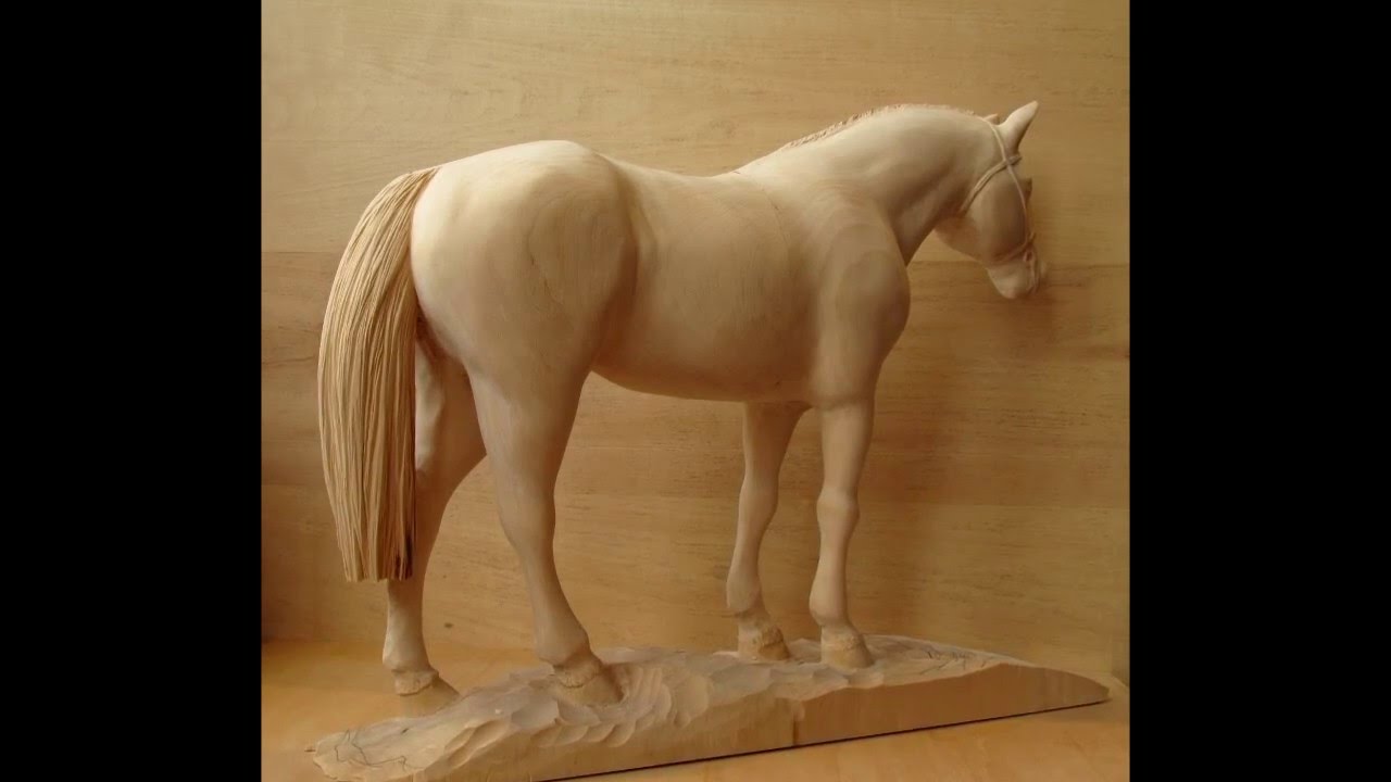 Wood Sculpture Horse by Mihail Baikov