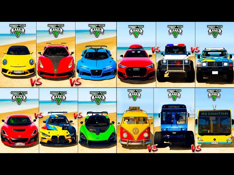 Bugatti Divo vs Monster Bus vs Mercedes G63 vs Rimac Nevera - GTA 5 Mods Cars Compilation