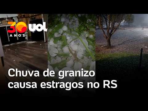 Chuva de granizo atinge cidades do Rio Grande do Sul e causa estragos; vídeo mostra temporal