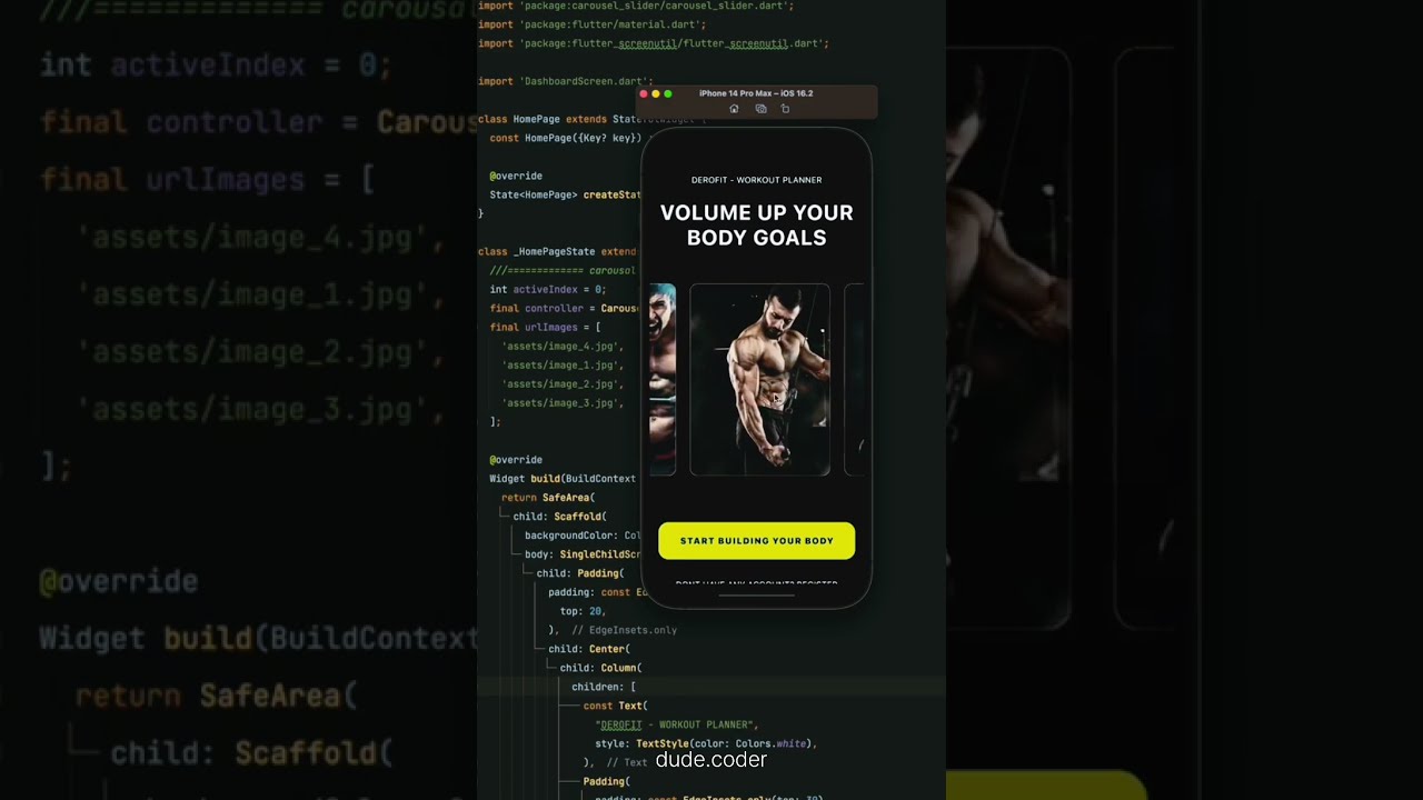 Flutter animated UI / Dark Workout Planner In Flutter