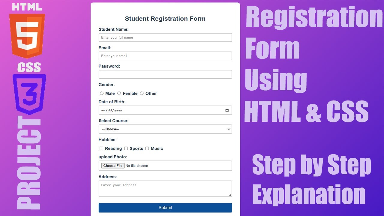 How to Make a Registration Form in HTML & CSS | Full Project for Beginners #codingbasics