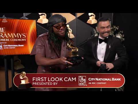 Thumbnail for LEON THOMAS Checks In At The City National Bank "First Look" Cam | 2026 GRAMMYs by R.E.M., Head, The Academy Is...