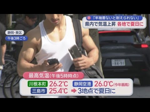 YouTube Video 21日の静岡県内は気温が上昇　川根本町など3つの地点で夏日