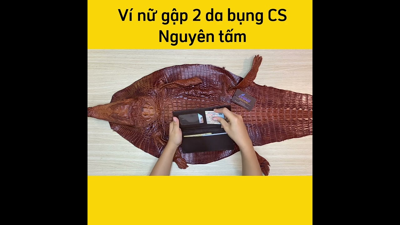 Ví nữ gập 2 da bụng cá sấu 1 tấm cao cấp!