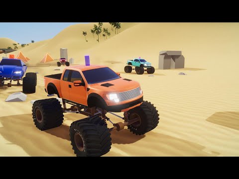 Learn 3D Shapes with Monster Trucks in Desert Race for Kids