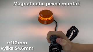 Robustný oranžový LED maják, oranž.hliník, 36W, ECE R65