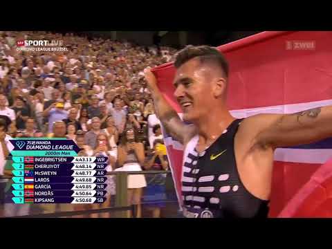 2'000 m World Record by Jakob Ingebrigtsen - Brussels Diamond League