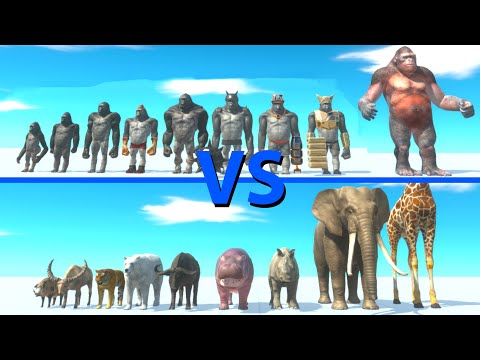 MUTANT PRIMATES Team vs MODERN MAMMALS Team - Animal Revolt Battle Simulator