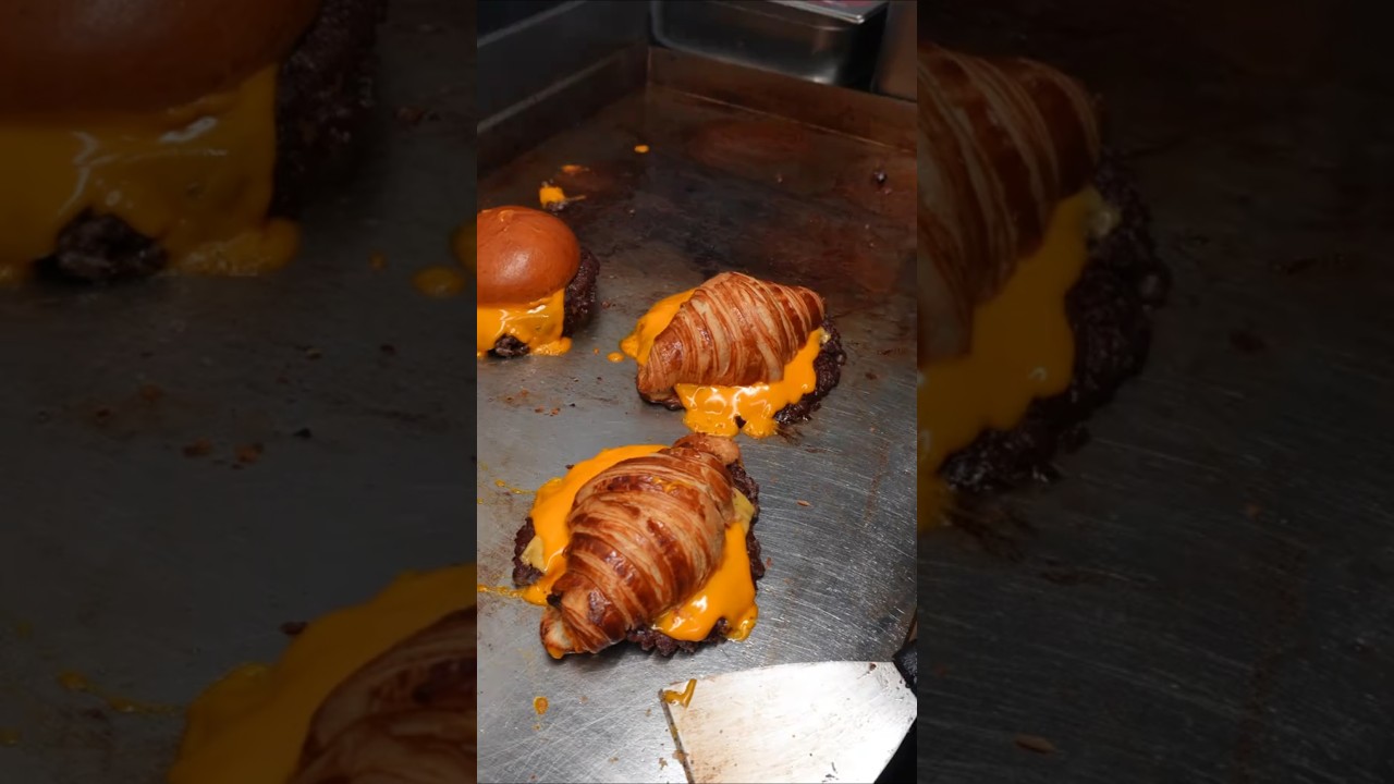 Monster Croissant burger 🍔🥐🔥#shorts #food #fastfood #croissant #burger #streetfood #trending #viral