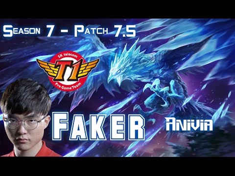 SKT T1 Faker ANIVIA vs TWISTED FATE Mid - Patch 7.5 KR Ranked