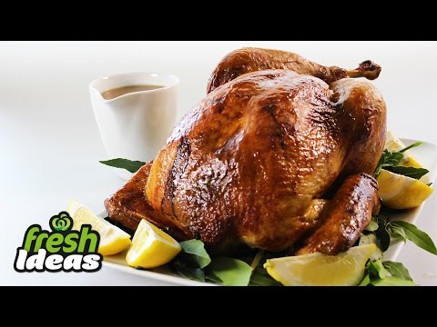 Roast Turkey Recipe with Honey Mustard Glaze and Thyme and Pancetta Stuffing