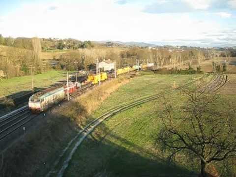 Invio Treno Cantiere Salcef (E652.018) in transito a Stimigliano