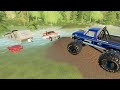 Saving campers stuck in mud and water with monster truck | Farming Simulator 19