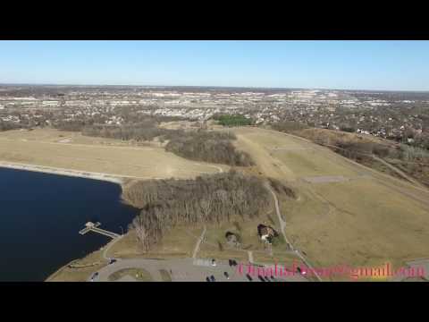Zorinsky Lake from above Omaha Drone