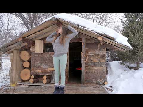 Solo Girl Living Off-Grid All Winter | Building a Cozy Cabin Retreat | ASMR