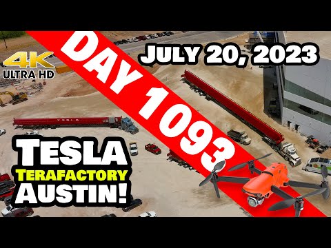 MORE BRIDGE CRANES AT GIGA TEXAS! - Tesla Gigafactory Austin 4K  Day 1093 - 7/20/23 - Tesla Giga TX