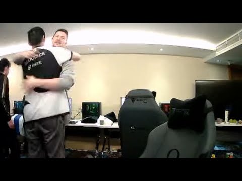 Team Secret with the Victory HUGS