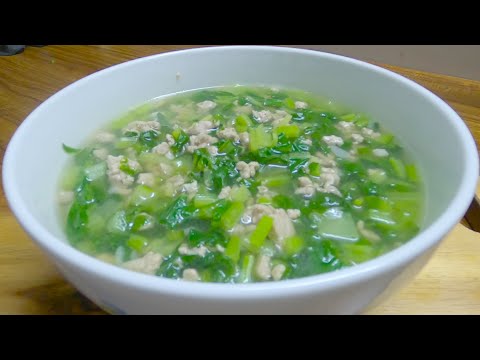 CANH CẢI NGỌT NẤU THỊT BĂM ngọt mát cực đơn giản