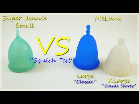 Super Jennie SM vs MeLuna Lg & MeLuna XL Shorty "Squish Test" - Menstrual Cups