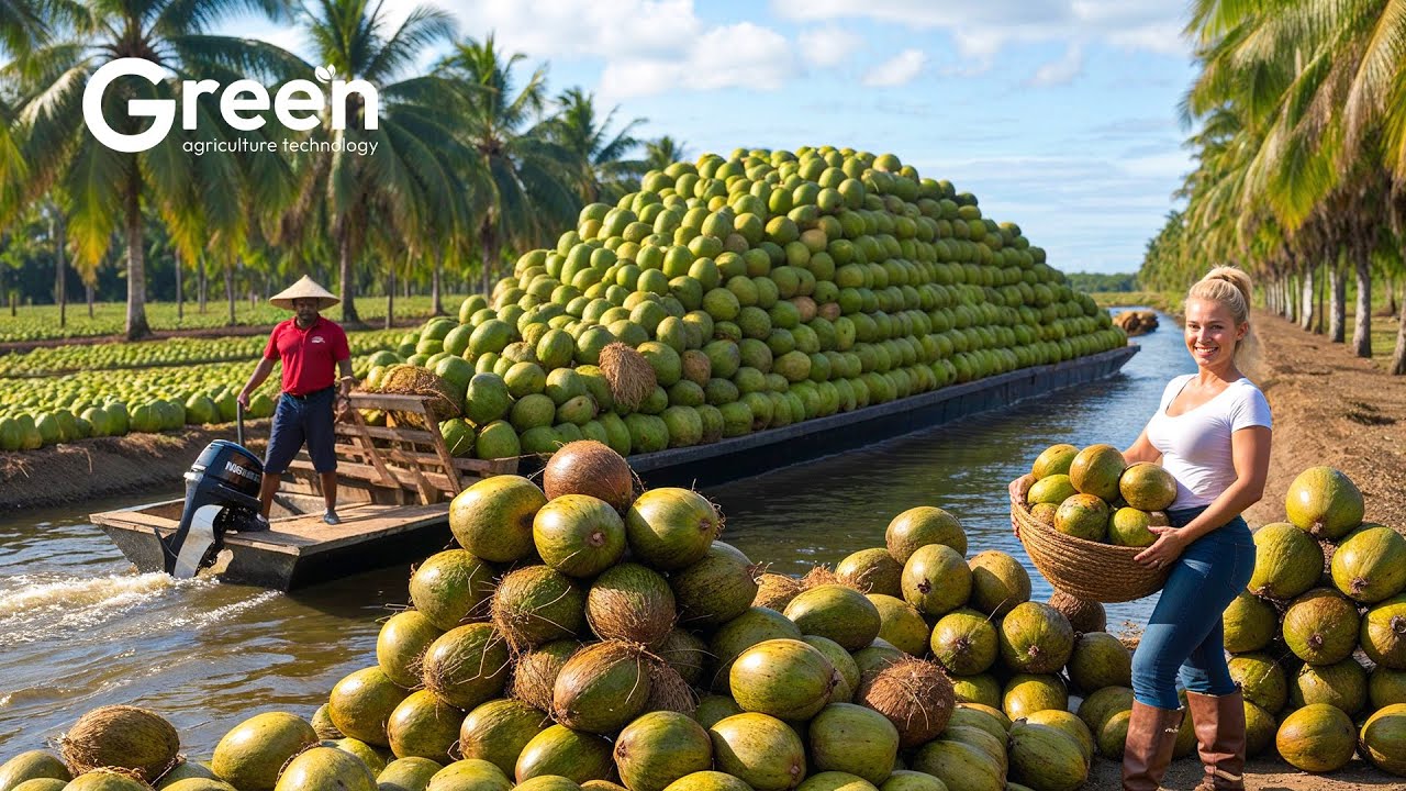 🌴 Harvesting Millions of Coconuts For Worldwide Distribution  | Agriculture Technology
