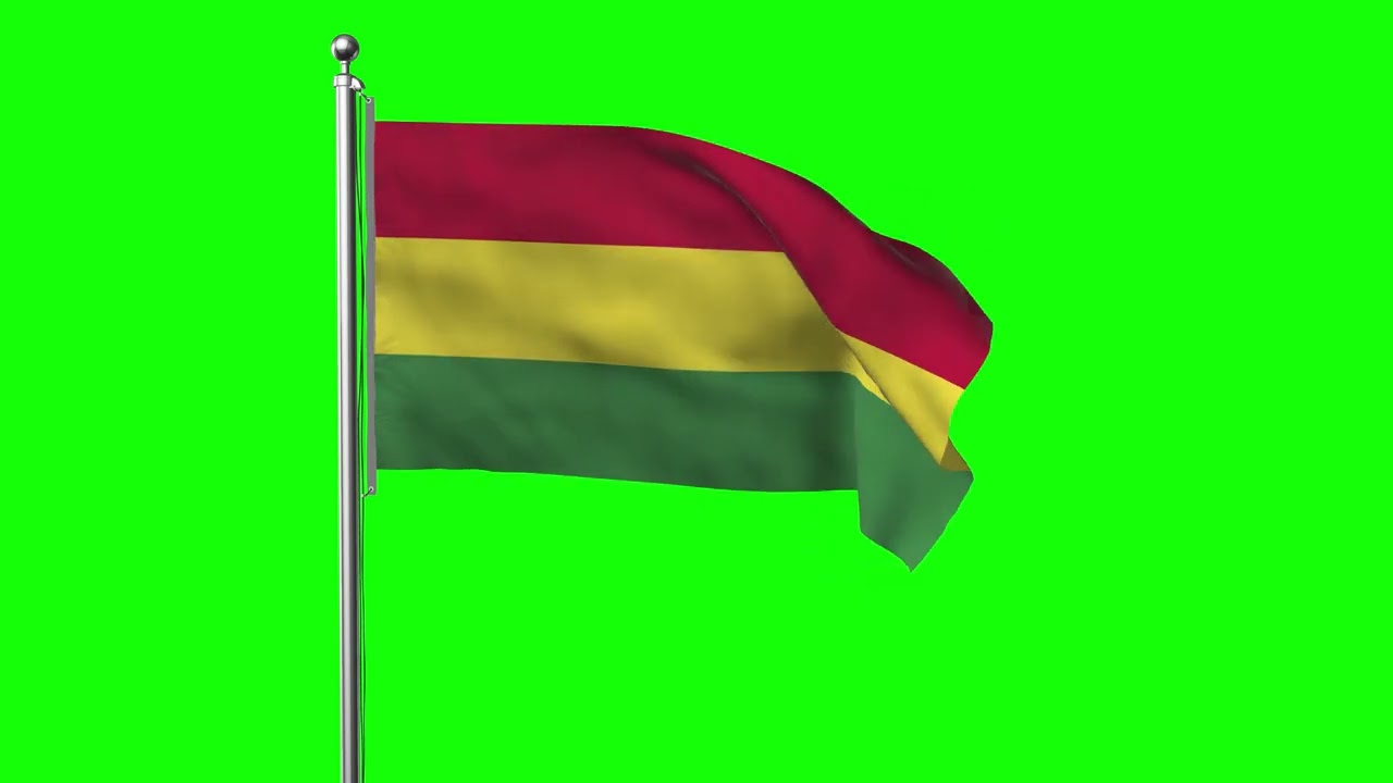 Green Screen Bolivia Waving Flag With Pole 4K #Bolivia