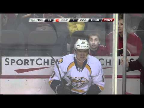 Martin Erat crunches Jay Bouwmeester [HD]