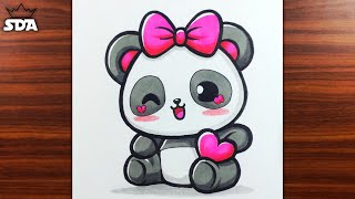 How To Draw A Cute baby Panda | Draw So Cute Very Easy Step by Step for Kids✨