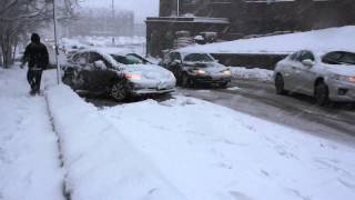 Cars trying to get up Liberty Street in Lynn