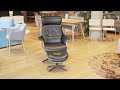 Fauteuil relax Anderson I Cuir véritable Neka : Cachemire - Chrome brillant - Noyer