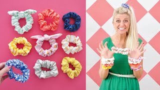 How to make SCRUNCHIES -- any size + with a tie! EASY